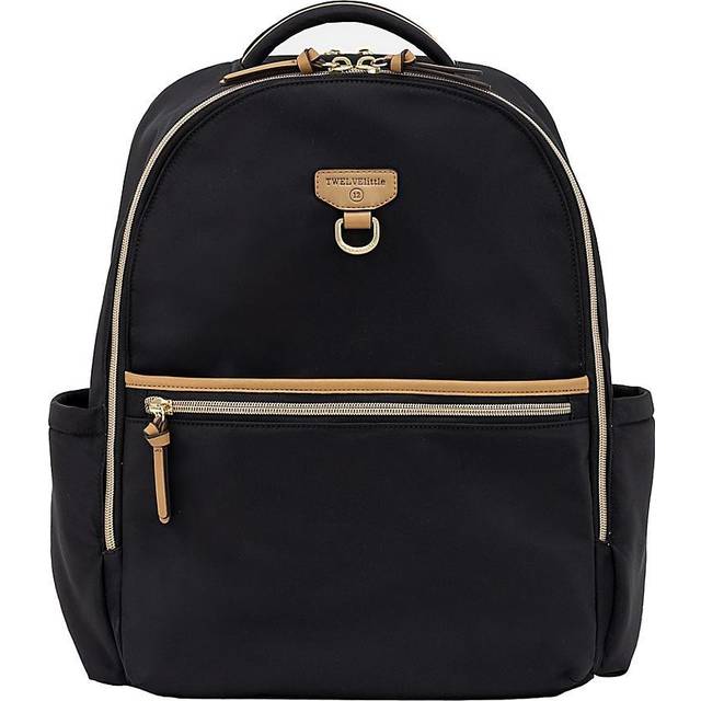 TWELVElittle On The Go Diaperbag Backpack in Black Tan - Includes Changing Pad and Stroller Clips. Diaper Bag Backpack for Moms or Dads