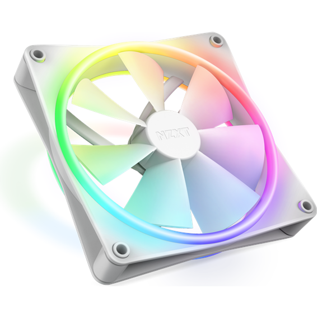 NZXT F140 RGB Duo - 140 mm dubbelsidig RGB-fläkt – 20 individuellt adresserbara lysdioder – Balanserat luftflöde och statiskt tryck – Dynamiskt vätskelager – Vit
