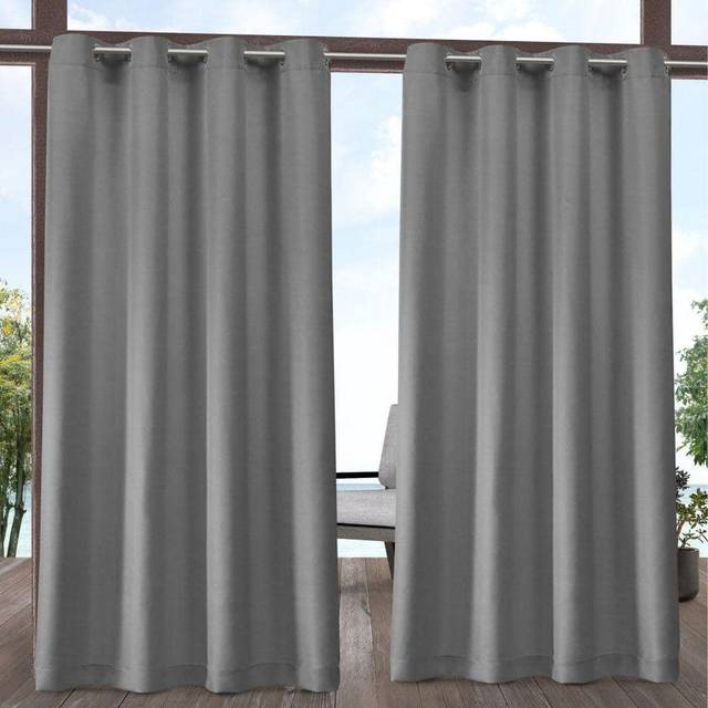 Exclusive Home Curtains Inomhus/utomhus solid Cabana genomföring topp gardin panel par, 54 x 96, medium grå