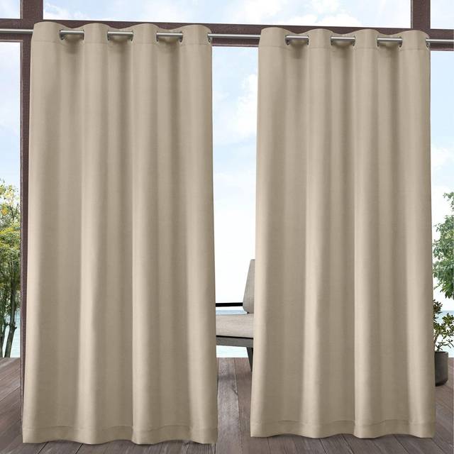 TOWN & COUNTRY BASICS Cabana Solid Heavyweight Indoor Outdoor Curtains  Light Filtering Opacity with Grommet Top  Water Repellent  2-Pack Se
