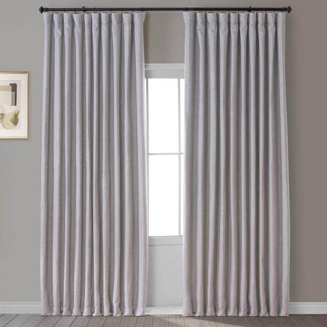 HPD Halvt pris draperier BOCH-LN185-P Konstgjorda mörkläggningsgardiner – 244 cm långa extra breda lyxiga linnegardin för sovrum och vardagsrum (1 panel), 100 B x 96 L, lera