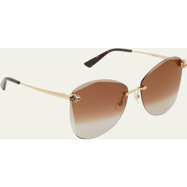 Cartier Womens Brown Ct0398s-002 Panth&#232;re De Round-frame Metal Sunglasses 14cm - BROWN