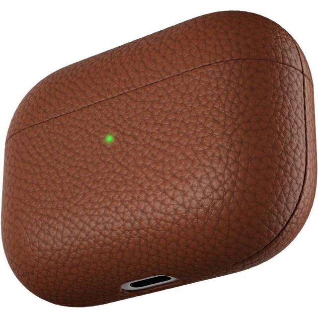 KeyBudz Artisan Läderskyddsfodral för Apple AirPods Pro-fodral, läderfodral, äkta läder, hörlurar tillbehör, brun
