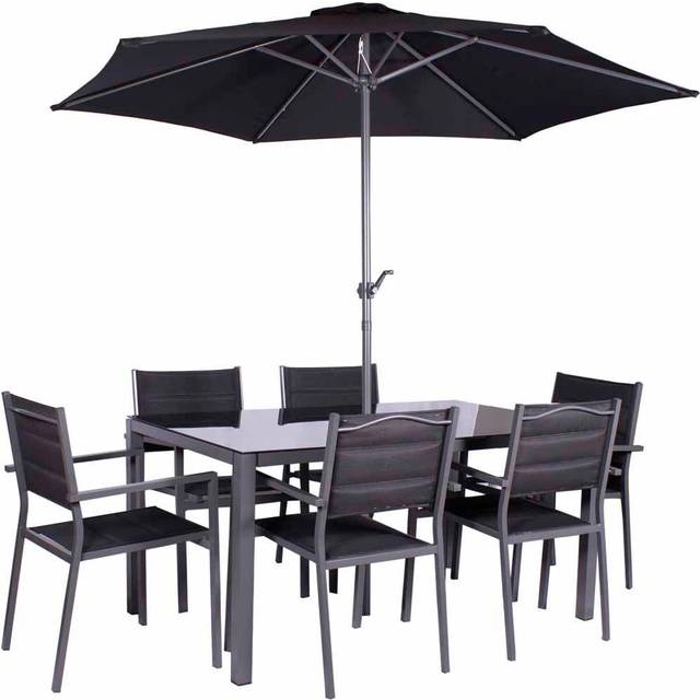 Royalcraft Sorrento 6 Seater Dining Set Black