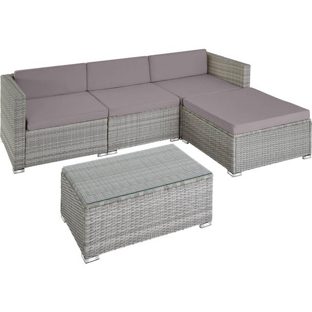 Garden Furniture Set Florence - outdoor sofa set for 3 to 4 people, coffee table - light grey/dark grey