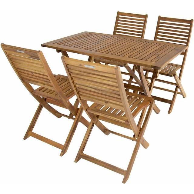 Charles Bentley Acacia 4 Seater Rectangular Table Set, Brown