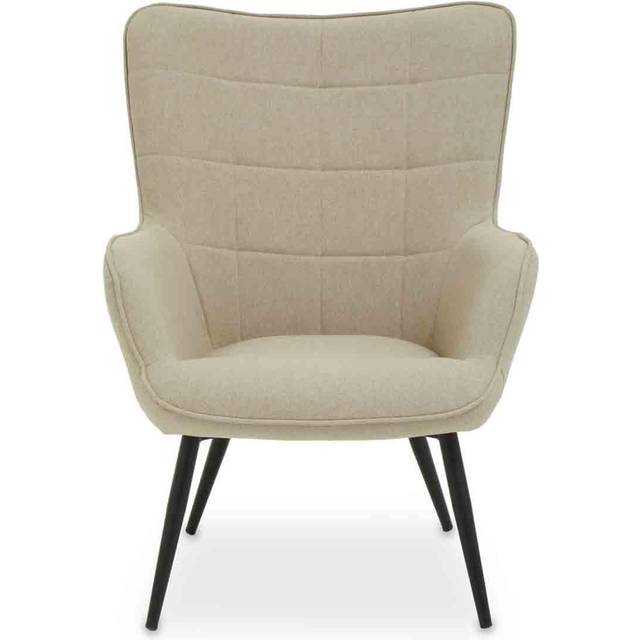 High Back Fabric Armchair with Black Legs, Versatile Durable Armchair, Easy to Maintain Bucket Chair - Natural - One Size