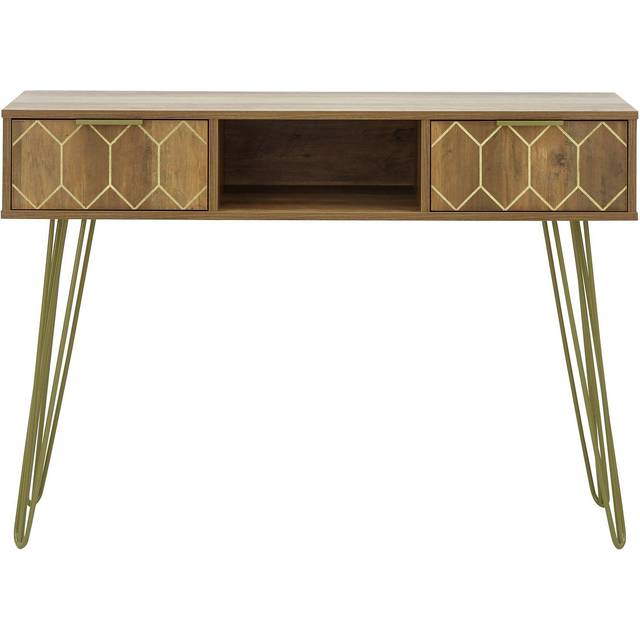 GFW Orleans 2 Drawer Mango Yellow Console Desk - Brown - 39 x 115 x 79cm