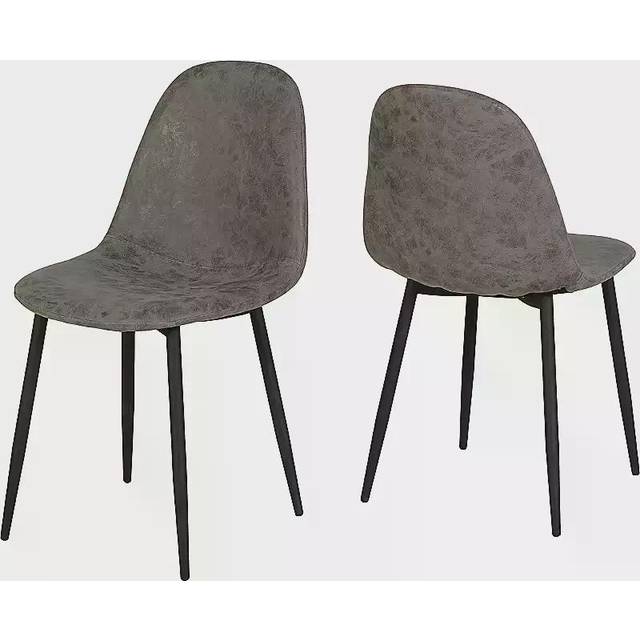 Seconique Athens Set of 2 Grey PU Leather Dining Chair