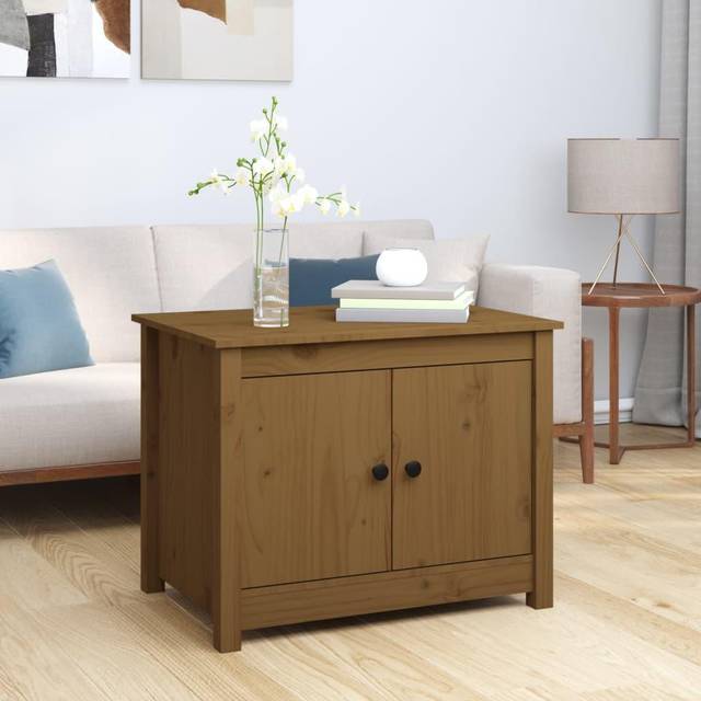 Soffbord honungsbrun 71x49x55cm massiv furu