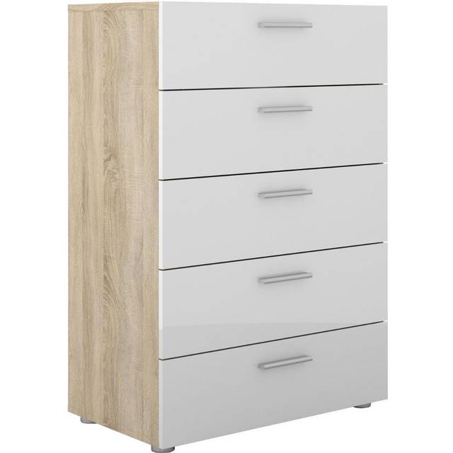 Pepe Oak Effect and White Gloss 5 Drawer Chest