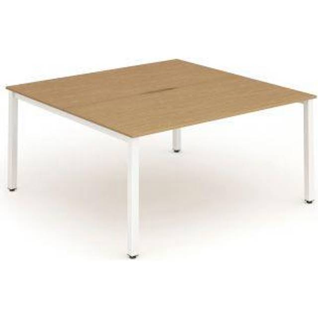 Evolve B2B White Frame Bench Desk 1200 Oak (2 Pod) - BE160