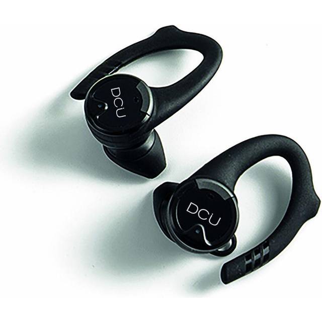 DCU TECNOLOGIC | Bluetooth 5.0 Sport IPX-6 headset | med ergonomiskt stöd | touch-kontroll | svett- och vattentätt, kompatibelt med Android och iOS | 10 m överföring | svart