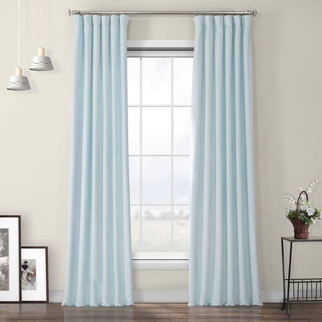 HPD Half Price Drapes Heritage Plush Velvet curtains for Bedroom  Living Room 50 X 108  VPYc-198594-108 1 Panel Aquarius Blue