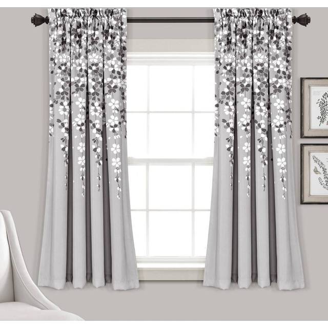 Lush Decor Weeping Flower Room Darkening Window Curtain Panel Pair  Gr