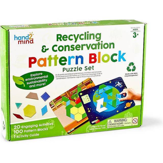 Learning Resources Hand2Mind Recycling Conservation Pattern Block Puzzle Set