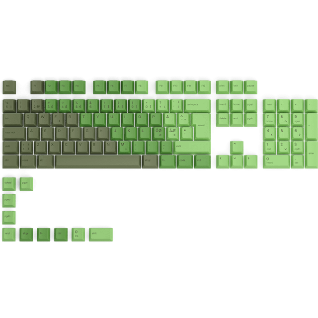 Glorious GPBT Keycaps - 115 PBT Keycaps, ISO, Nordic Layout, Olive
