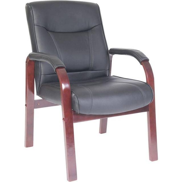Teknik Kingston Visitor Chair with Mahogany-Coloured Arms and Legs, Black