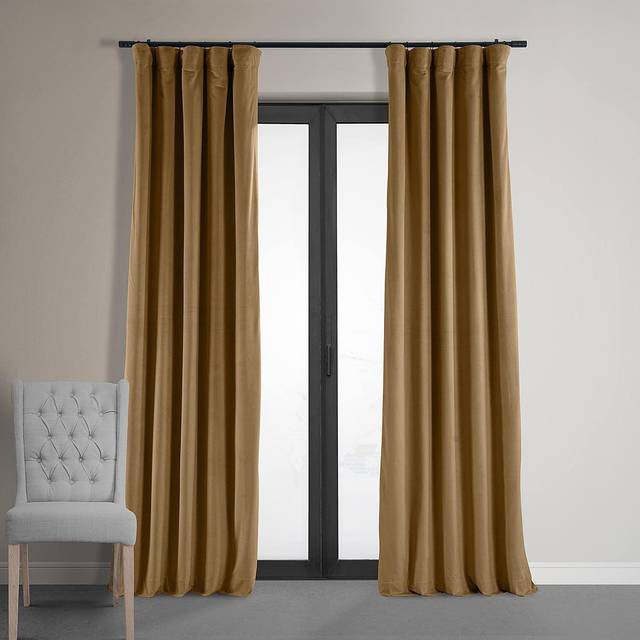 HPD Halvpris draperier signatur sammet termiska mörkläggningsgardiner för vardagsrum 213 cm lång (1 panel) stång ficka isolerade mörkläggningsgardiner för sovrumsfönstergardiner, 50 B x 84 L,