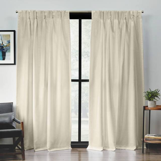 "Exclusive Home Loha Light Filtering Pinch Pleat Curtain Panel Pair  96"""""""" Length  Natural"
