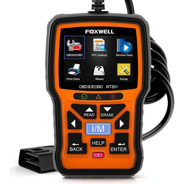 FOXWELL NT301 Auslesegerät Auto mit 10 OBD-Modi, OBD2 Diagnosegerät Auto für Alle Fahrzeuge – Ausgestattet mit I/M-Taste, 2,8" Großes Display, OBD2 Diagnostic Tool für OBDII/EOBD-Protokolle (Deutsch)