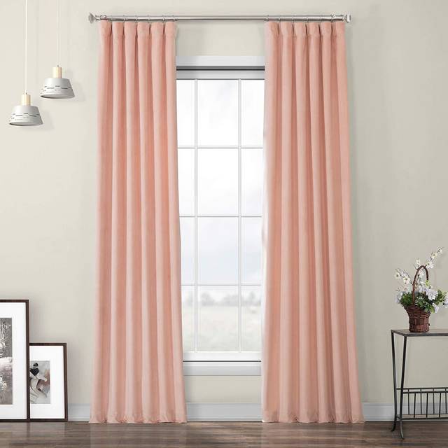 HPD Half Price Drapes Heritage Plush Velvet curtains for Bedroom  Living Room 50 X 96  VPYc-198601-96 1 Panel Peach Blossom