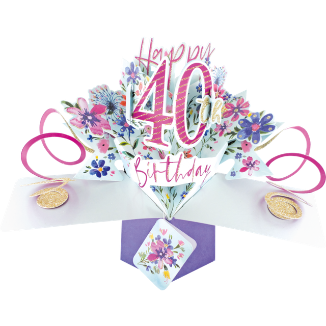 Second Nature ‘40th Birthday’ Flowers 3D Pop Up Card