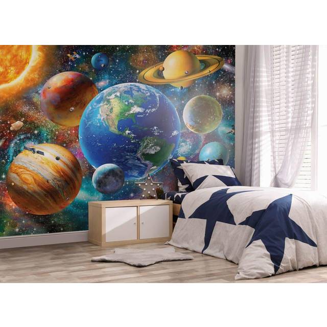 Solar System 2.43m x 3.04m Wall Mural - Orange (243.84cm L X 304.80cm W)