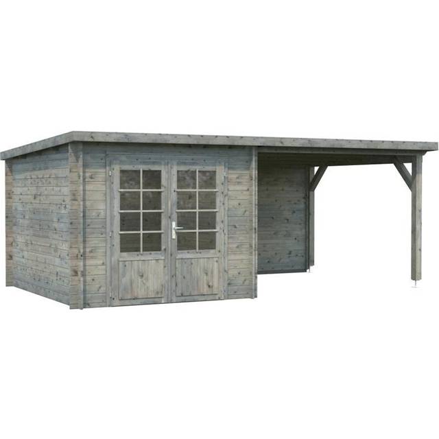 Palmako Ella Stuga 15,9 m²/inv. 6,9+8,2 m², utan golv, grå, impr.