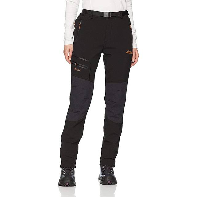 BenBoy Women's Outdoor Waterproof Windproof Fleece Slim Cargo Snow Ski Hiking Pants Black Medium