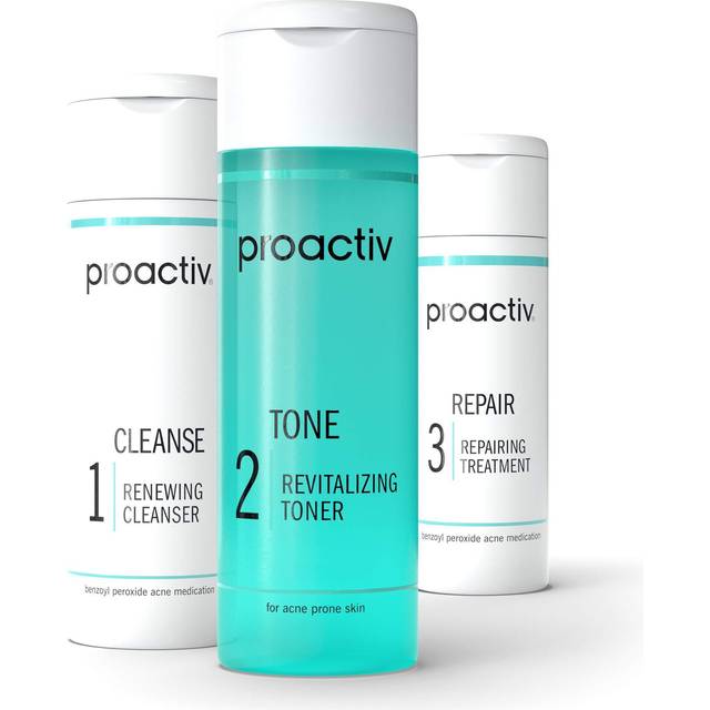 Proactiv 3 Step Acne Treatment - Benzoyl Peroxide Face Wash, Repairing Acne Spot Treatment for Face and Body, Exfoliating Toner - 30 Day Complete Acne