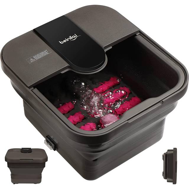 Beinilai Collapsible Foot Spa,Foot Bath with Heat and Massage and Bubble Jets,Foot Soak Tub with Six Non Motorized Foot Rollers,Acupressure Massage