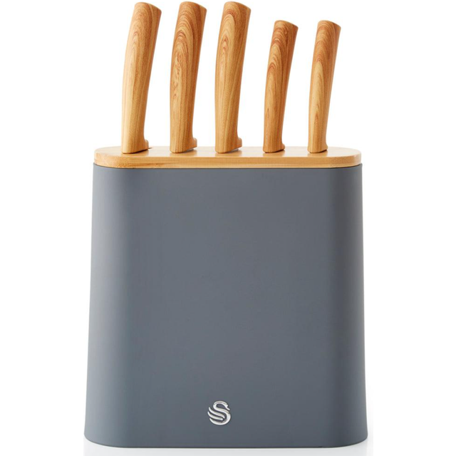 Swan Nordic 5 Piece Knife Block Wooden Handle