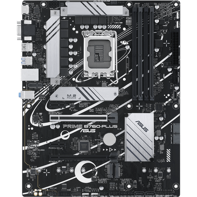 ASUS PRIME B760-PLUS spelmoderkortsuttag Intel LGA 1700 (Intel B760, ATX, DDR5-minne, PCIe 5.0, 3x PCIe 4.0 M.2, Thunderbolt 4, Aura Sync)