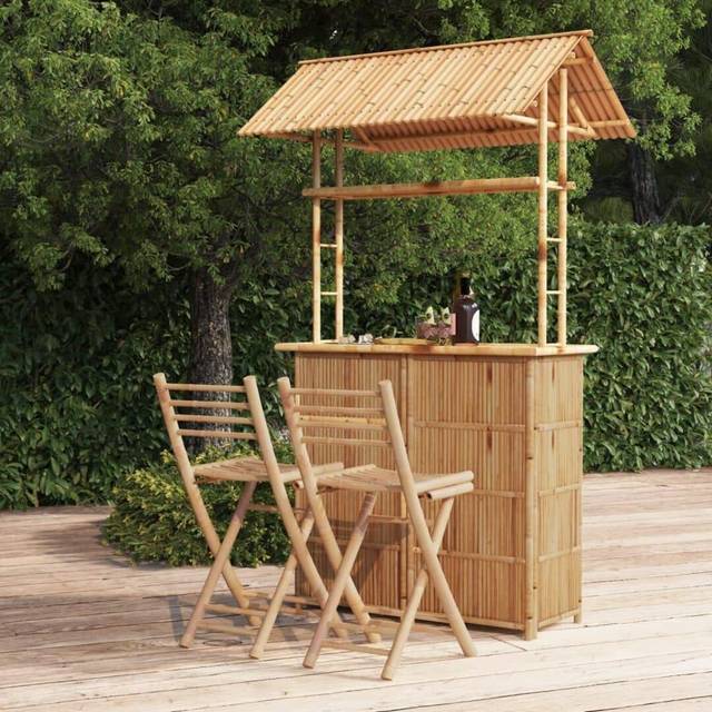 vidaXL 3 Piece Bar Set Bamboo - Brown