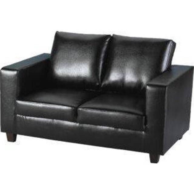 Tempo Two Seater Sofa-in-a-Box Black Faux Leather