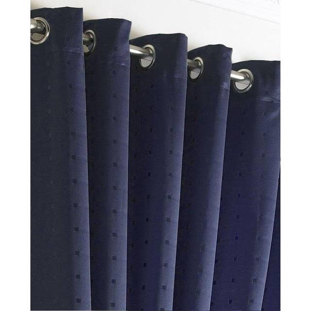 Alan Symonds Madison Navy Ring Top Curtain 168 x 229cm - Blue - W 168 x D 229cm