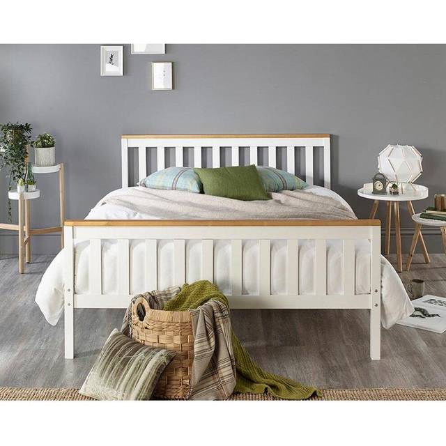 Aspire Store - Pacific Solid Wood White Bed Frame - Single to Super King Sizes 4ft6 Double