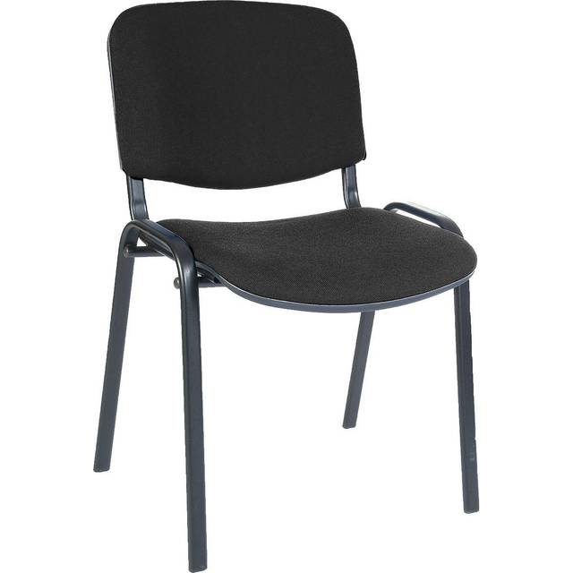 Teknik Office Stackable Conference Chair with Padded Seat and Backrest - Blue Fabric, Black