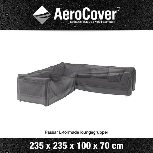 Lounge Set Aerocover L-Shape 235 x 235 x 100 x70cm, Black