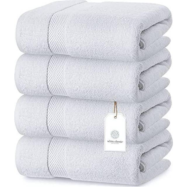 White Classic Luxury Bath Towels Set of 4 Large - 700 GSM Cotton Ultra Soft Bath Towels 27x54 | Highly Absorbent and Quick Dry | Hotel Towels for Bath