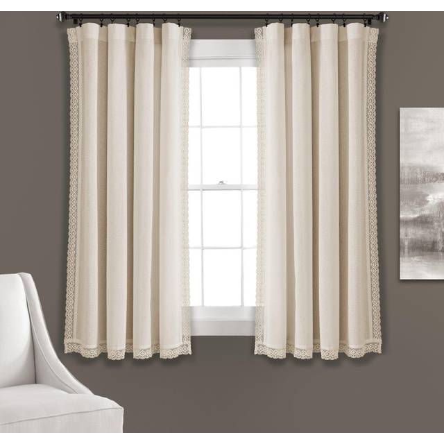 Lush Decor Rosalie Farmhouse Window Curtains Rustic Style Panel Set fo