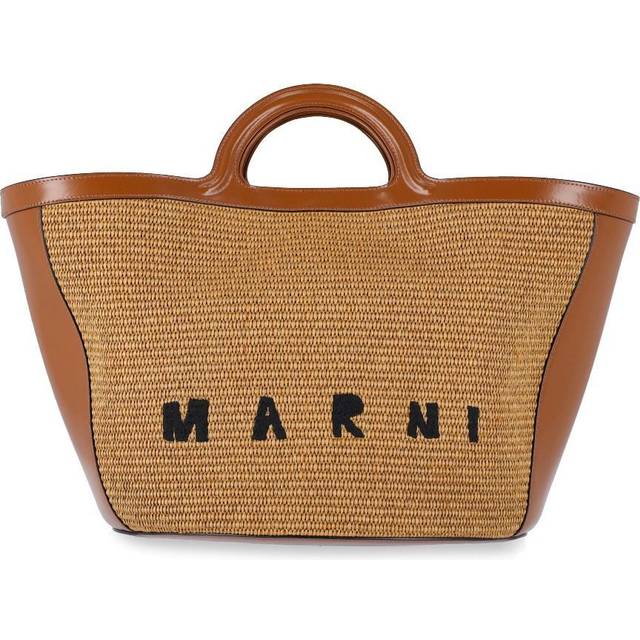 Marni Tropicalia bag in leather and raffia - Brown - OS