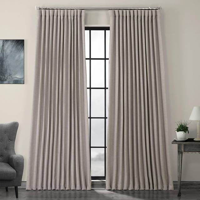 HPD Half Price Drapes Faux Linen Textured Room Darkening Curtains for Bedroom 120 Inches Long 1 Panel  100W X 120L Extra Wide