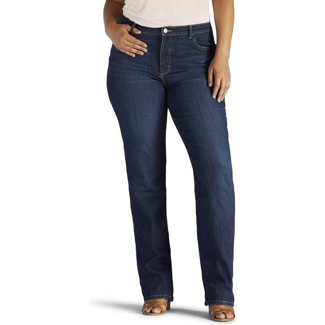 Lee Women's Plus Size Instantly Slims Classic Relaxed Fit Monroe Straight Leg Jean  Ellis  20 Long