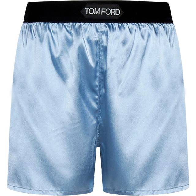 Logo Silk Satin Mini Shorts - Light Blue (XL)