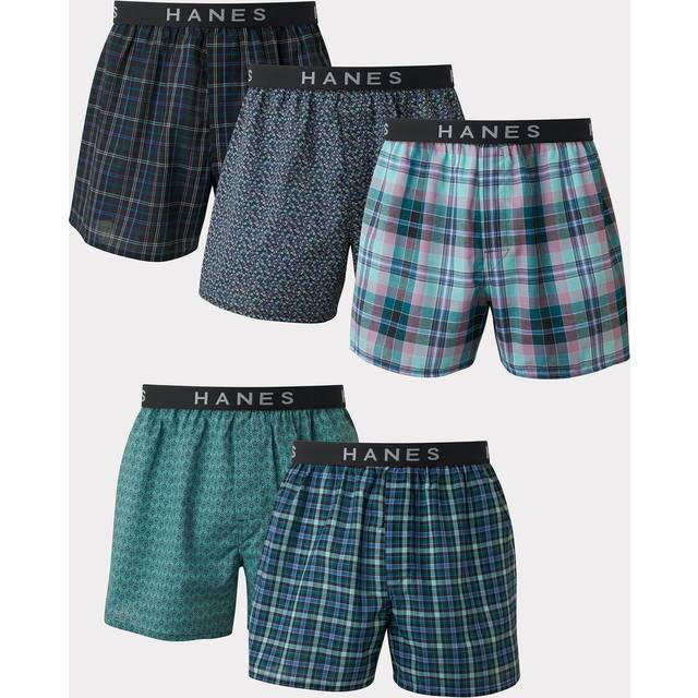 Hanes Ultimate mens Yarn Dye Exposed Waistband - Multiple Packs and Colors boxer shorts  Assorted Plaid 5 Pack  X-Large US