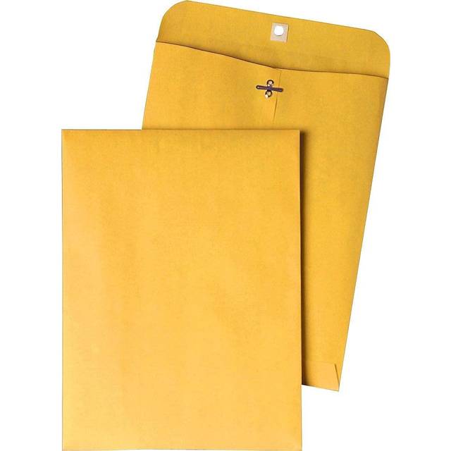 "Quality Park Clasp Envelope - Clasp -(9 1/2"""""""" x 12 1/2""""""""  28 lb  Gummed  Kraft  Box of 100"