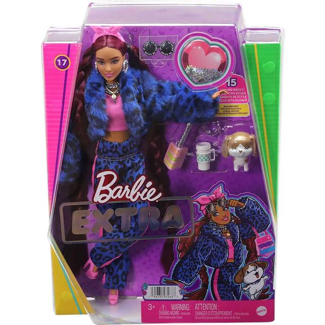 Barbie Extra Doll and Accessories with Burgundy Braids Dressed in Furr