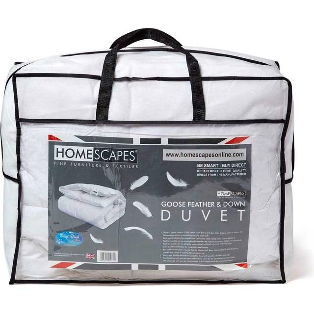 Homescapes 4.5 Tog Goose Feather & Down Duvet Summer Single, RDS, OEKO-TEX certified, Hypoallergenic, Luxury 15% Down 85% Feather, Washable Quilt